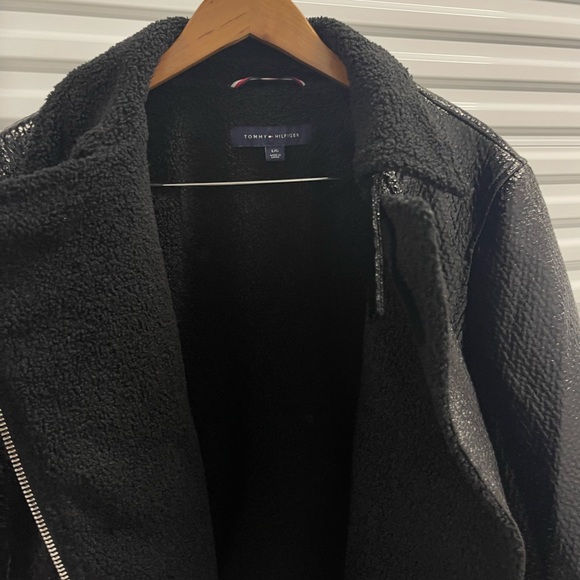 Tommy Hilfiger Black Fur Lined Aviator Jacket - Picture 4 of 6